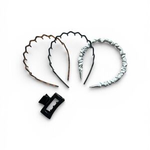 Hair Bundle - Black France Luxe Claw Clip / L. Erikson Blue Silk Headband etc.